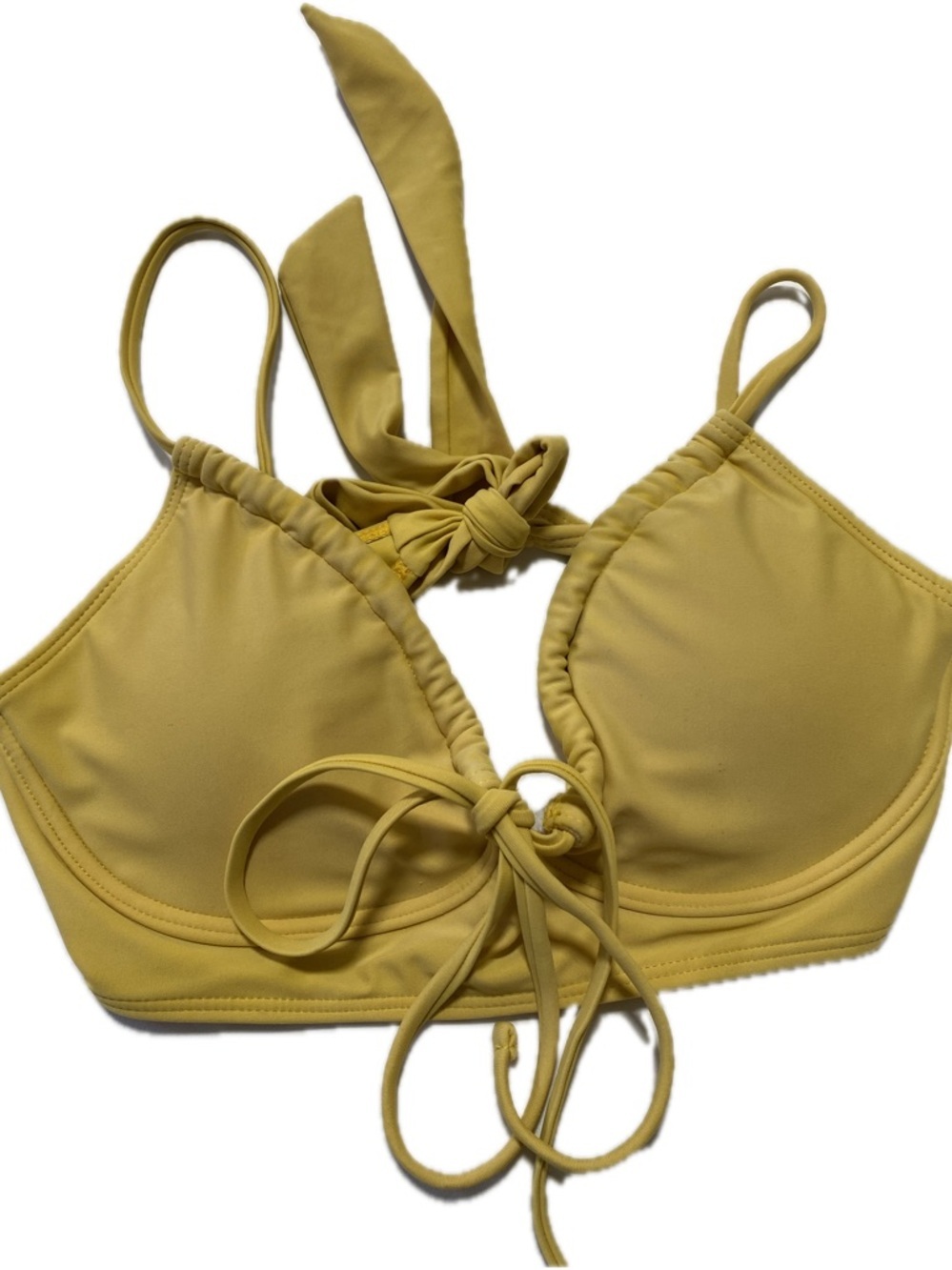 Zaful Yellow Tie-Front Bikini Top
